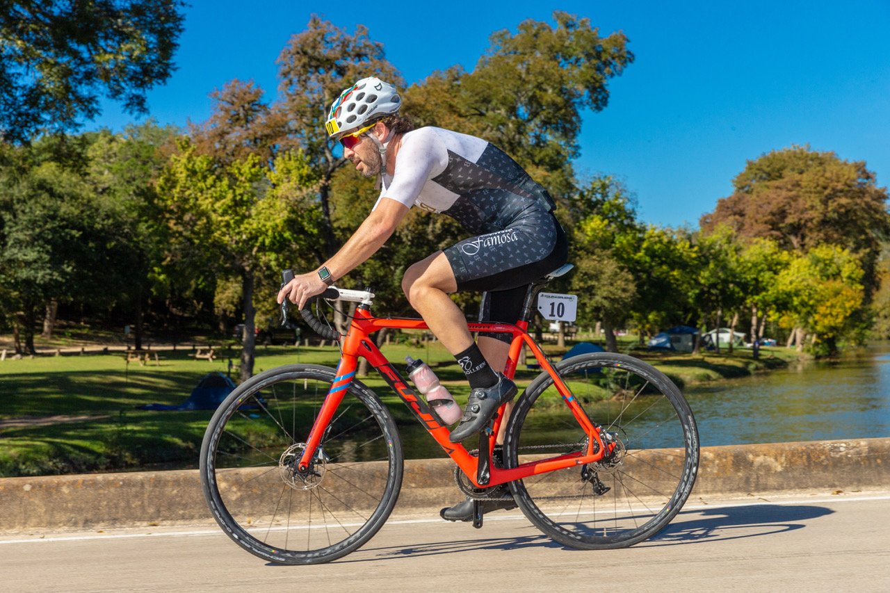 Dr. Chavez cycling in the desert